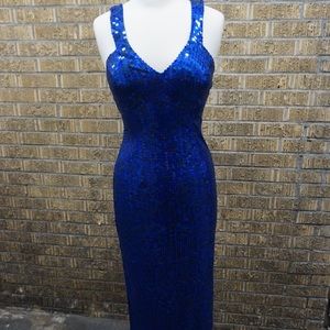 Blue beaded formal gown